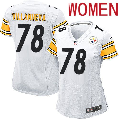 Women Pittsburgh Steelers 78 Alejandro Villanueva Nike White Game NFL Jersey